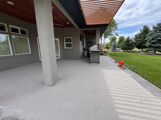 After — Ground, patched, and flake-coated